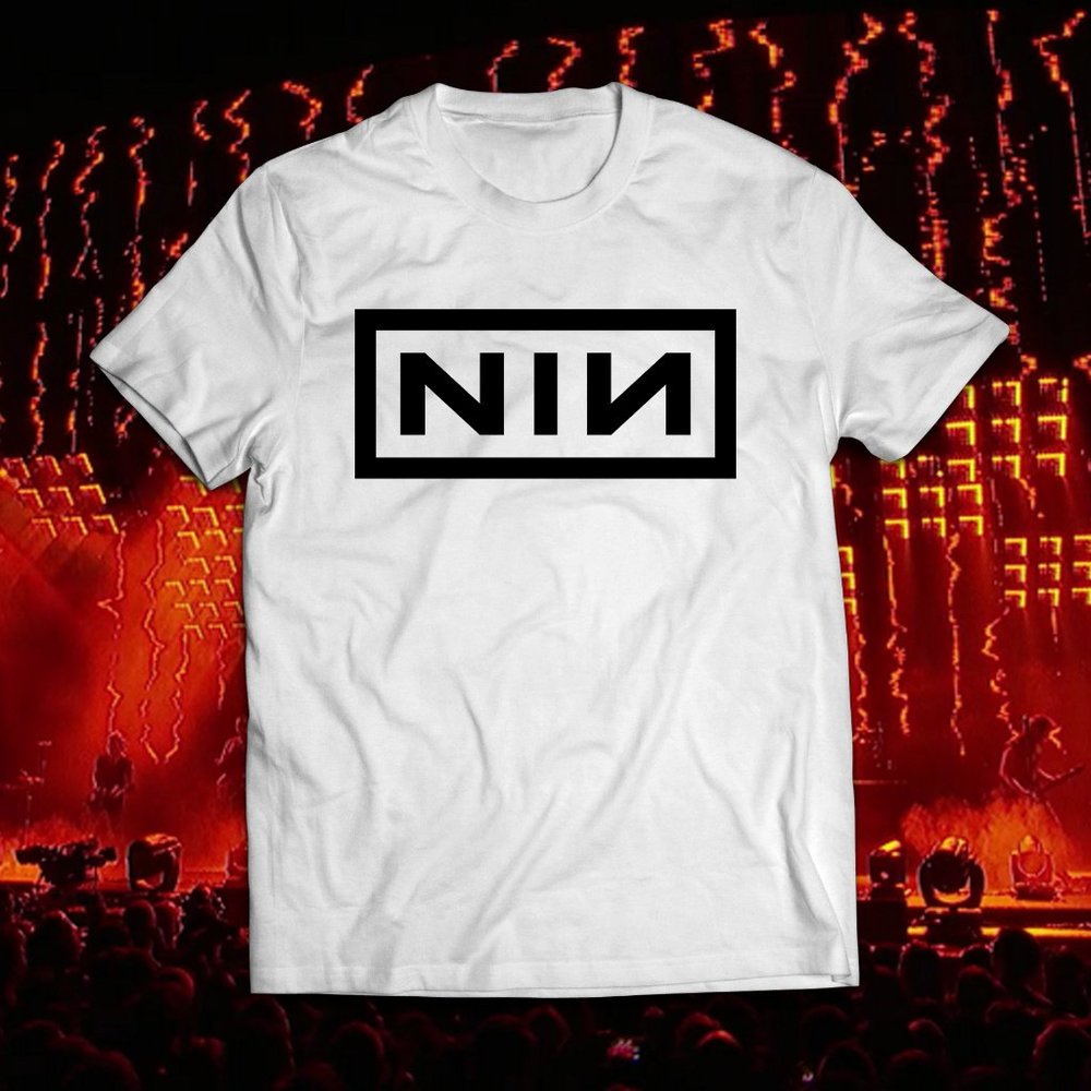Vintage Style White NIN Nine Inch Logo Tee
